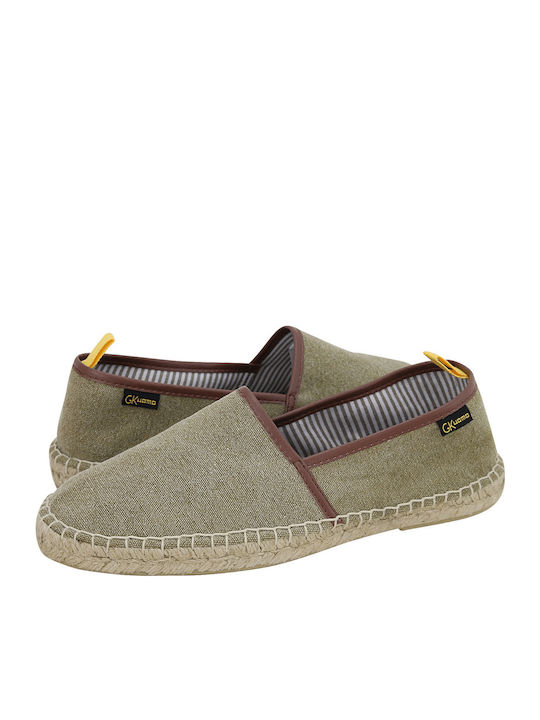 GK Uomo Fabric Men's Espadrilles in Brown Color