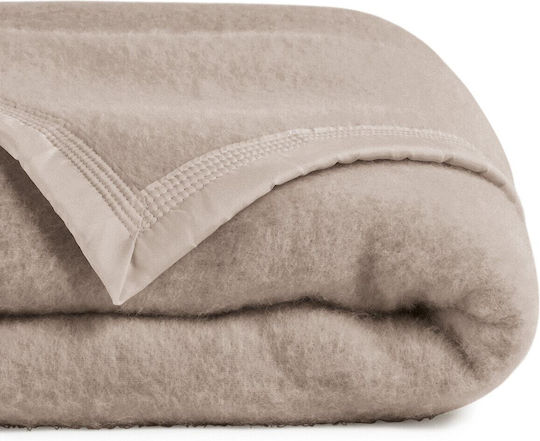 La Redoute Interieurs Woolmark Pătură Blănoasă Semi-dublă 180x220 cm Bej