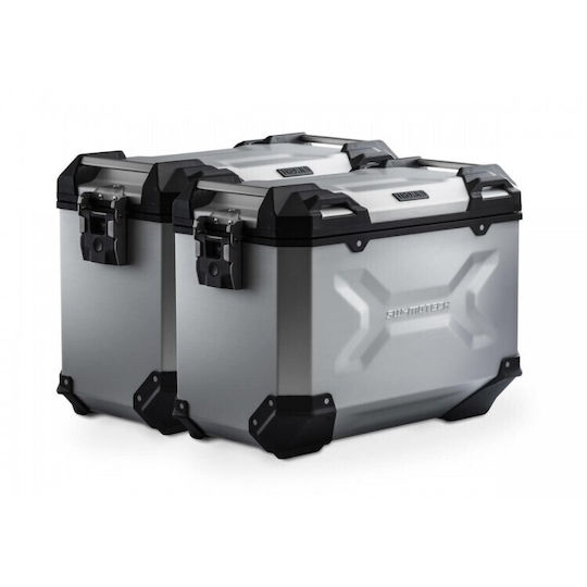 SW-Motech TRAX Motorcycle Hard Side Case Set 45lt in Silver Colour