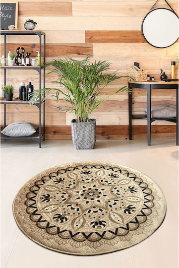 Mijolnir Rutschfest Badematte Synthetisch,Polyester/Cotton/Leather Rund Beige 100x100cm