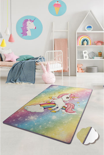 Conceptum Hypnose Kinder Teppich Einhorn Mehrfarbig 140x190cm