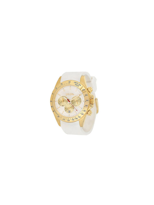 Folli Follie Color Me Free Damen Uhr Chronograph mit Weiß Kautschukarmband
