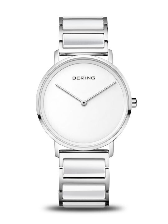 Bering Time Дамски Часовник 35mm Кварцов със Сребрист Керамична Верижка