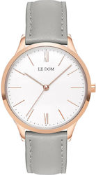 Le Dom Watch with Leather Strap Gray