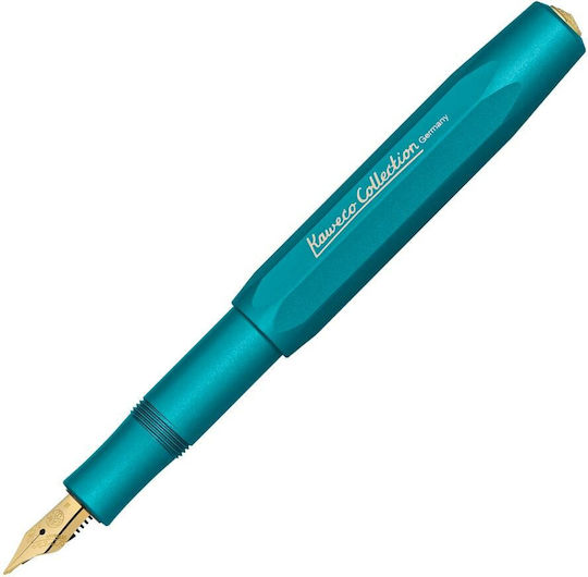 Kaweco COLLECTION Iguana Stilou Foarte larg Albastru din Aluminiu cu Roșu Cerneală