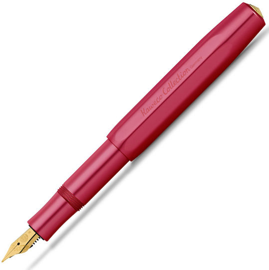 Kaweco Stilou Medium Roșu Din Aluminiu Cu Cerneală Albastră