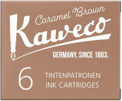 Kaweco 6 Ανταλλακτικά Μελάνια για Πένα Καφέ 1ml