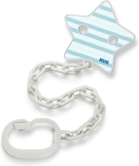 Nuk Chain Pacifier made of Plastic Star - White-Blue Light Blue 10.751.367