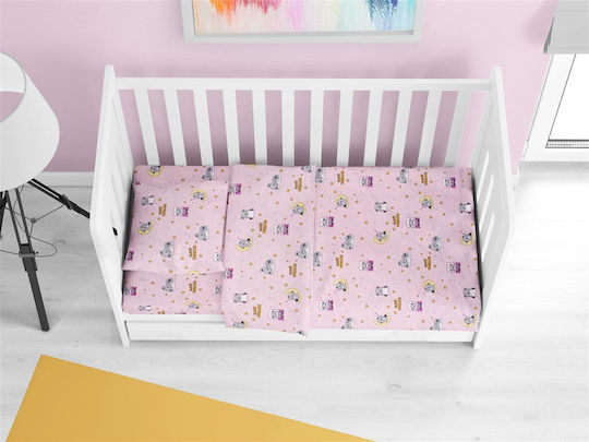 Dimcol Sweet Dreams Baby Bettlaken Für Krippe Baumwolle Angepasst Rosa 70x140cm