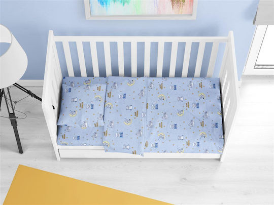 Dimcol Baby Sheet Crib Cotton Fitted Light Blue 70x140cm