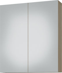 Drop Ορθογώνιος Καθρέπτης Μπάνιου από Μοριοσανίδα με Ντουλάπι 60x68cm Καφέ