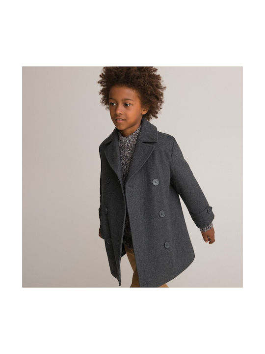 La Redoute Παιδικό Παλτό Κοντό με Επένδυση & Κουκούλα Γκρι