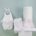 My Little Kiss Christening Oilcloths Set Λευκό-Ροζ 6pcs