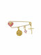 Amor Amor Child Safety Pin made of Gold Plated Silver with Cross for Girl