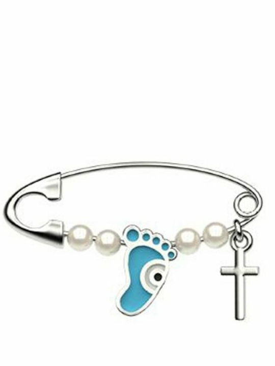 Amor Amor Child Safety Pin made of Silver with Cross for Boy