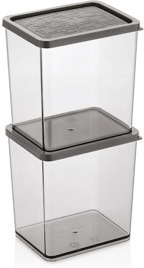 Qlux Set Plastic Lunch Boxes Transparent 10x8cm 2 Pieces