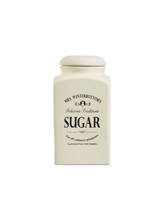 Butlers Set 1Stück Gläser Zucker mit Deckel Keramik Beige 1300ml