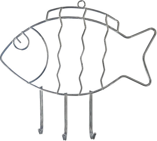 General Trade Wall Hanger Metal 3 Hooks Silver 26x4x22.5cm