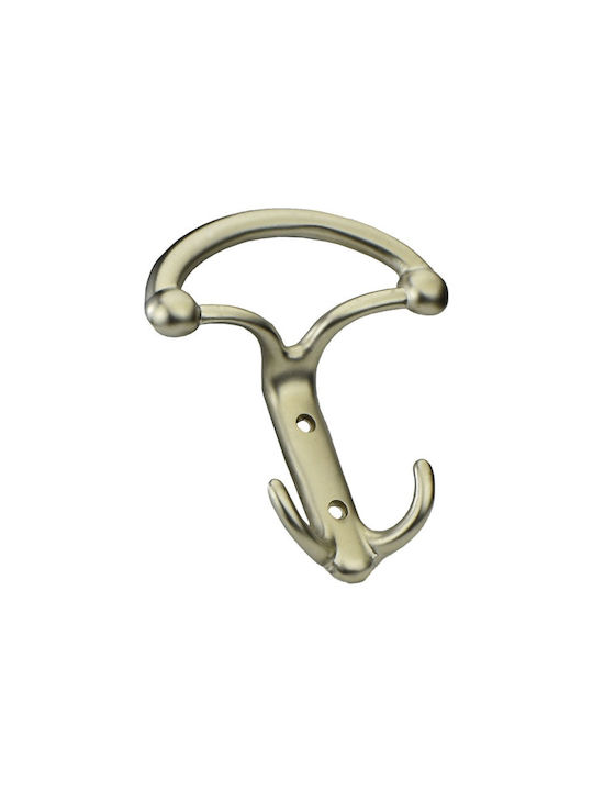 Viobrass Metal Wall Hanger with 2 Slots Silver 12.3x3.7x12.3cm 1pc