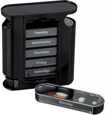 Relaxdays Wöchentlich Pill Organizer in Schwarz color 10023633