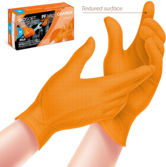 Grippaz Arbeitshandschuhe Einweg Orange Nitril 50Stück