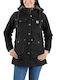 Women's Parka Jacket for Winter with Hood Black