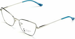 The Glass of Brixton Women's Butterfly Prescription Eyeglass Frames Silver BF137C02