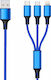 2GO Плетена USB към Lightning / Type-C / micro USB Кабел Син 1.5м (797151)