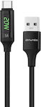 Awei LED / Regulat USB 2.0 Cablu USB-C bărbătesc - USB-A de sex masculin Negru 1m (CL-123T)