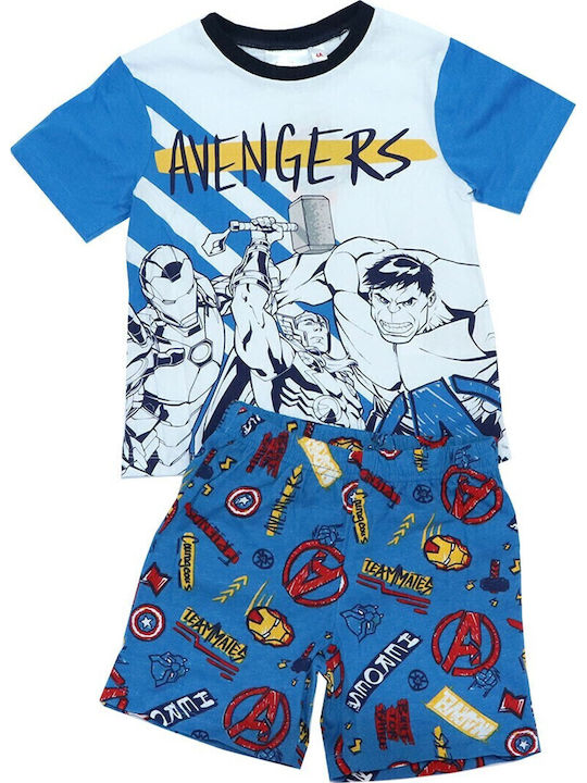 Marvel Kinder Schlafanzug Sommerlich Baumwoll Blau