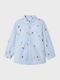 Kids Checked Shirt Long Sleeve Denim Light Blue