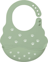 Babyono Green Feet Αδιάβροχη Σαλιάρα Σιλικόνης με Κουμπί & Τσέπη Green για 6 m+