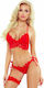 Provocative Sexy Dessous-Sets Mit Spitze Rote 2 Stück