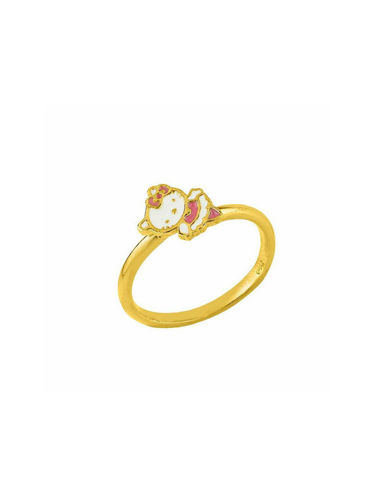 Amor Amor Gold Plated Silver Kids Ring with Design Hello Kitty 38839