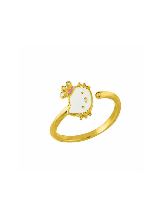 Amor Amor Gold Plated Silver Opening Kids Ring with Design Hello Kitty 38837