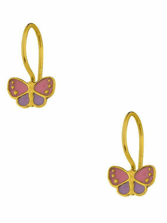 Amor Amor Gold Plated Silver Pendants Kids Earrings Butterflies