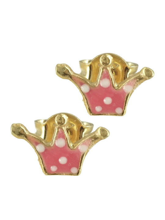 Kiriakos Gofas Gold Plated Kids Earrings Studs Crowns from Silver
