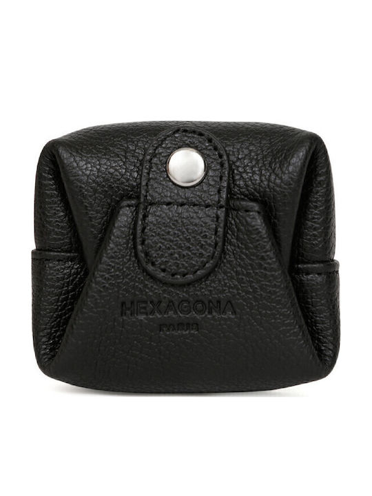 Hexagona Small Leather Women's Wallet Coins Black