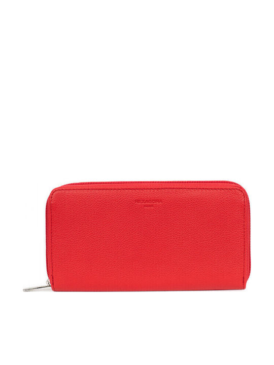 Hexagona Large Leather Women's Wallet Classic Red
