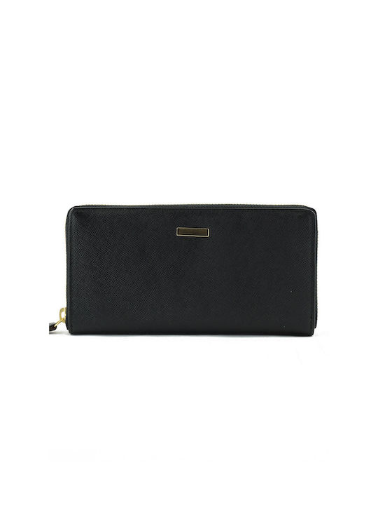 Mario Rossi Large Leather Women's Wallet with RFID Black