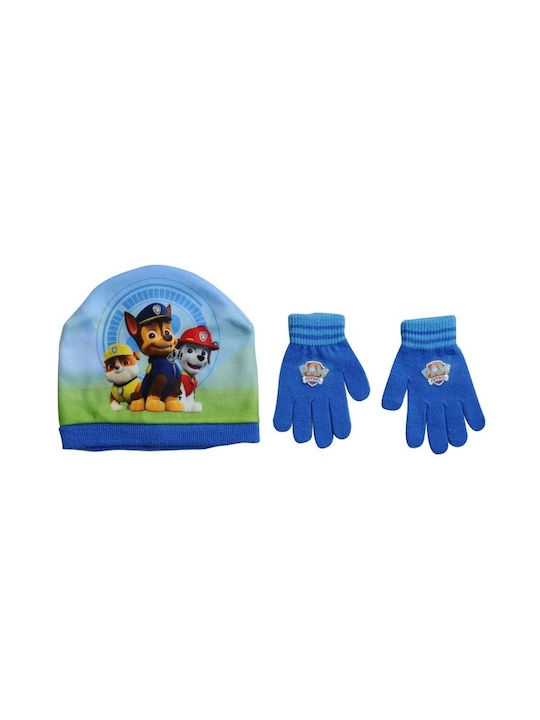 "Paw Patrol" Set Căciulă Copil cu Mănuși Textil Albastru deschis