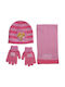 "Paw Patrol" Σετ Παιδικό Σκουφάκι με Κασκόλ & Γάντια Πλεκτό Ροζ