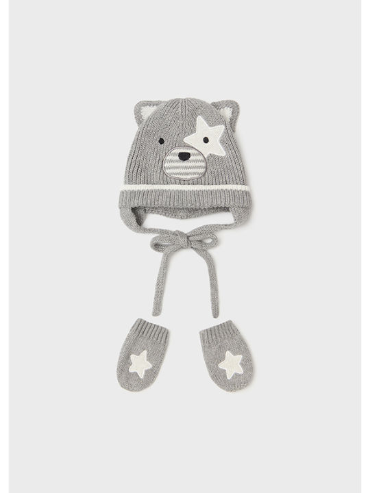 Kinder Mütze Set Gestrickt Gray
