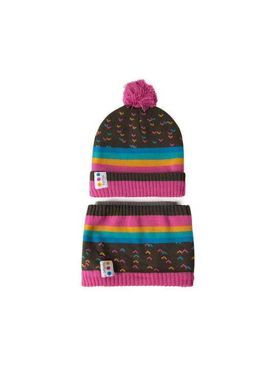 Tuc Tuc Kids Beanie Set with Scarf Knitted Multicolour