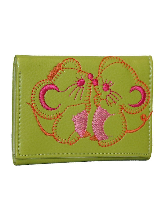 Leather Wallet for Girls with Clip Green 03563