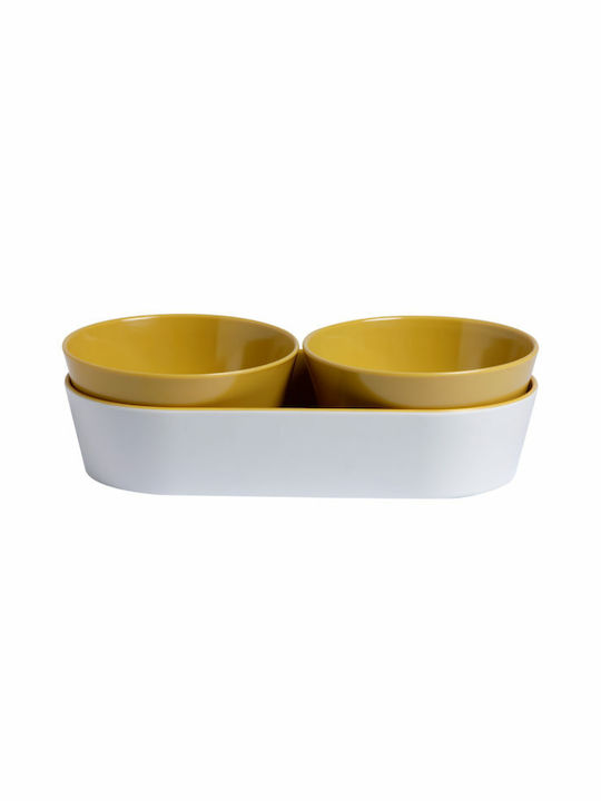 Marine Business Plastic Dessert Divided Serving Tray with 2 Slots Yellow 27x9x3cm 3pcs