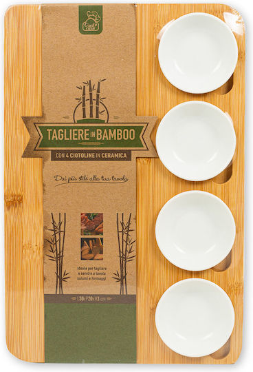 General Trade Ξύλινη Ορντεβιέρα 4 Θέσεων με Βάση Λευκή Π20xΜ30xΥ3cm