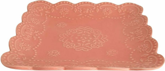 Platou de Servire Pătrat Ceramică Roz 16x16buc 1buc