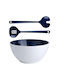 Marine Business Melamine Salad Bowl with Salad Spoons White 25x25cm 3pcs