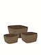 Fabric Storage Basket Beige 3pcs
